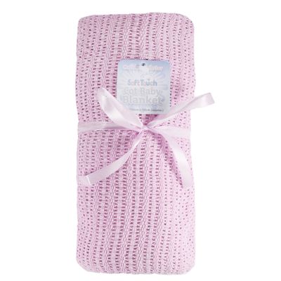 Pink Cot Size Cellular Cotton Baby Blanket