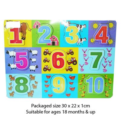 T19997 Wood Puzzle Numbers Blue