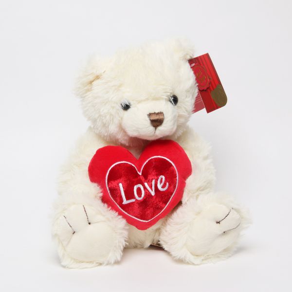 Cream Snuggles Bear with Heart (25cm)