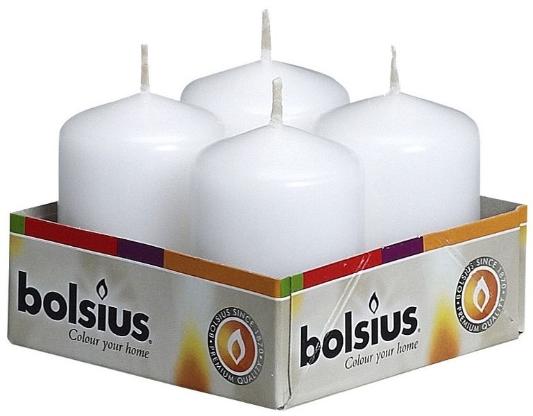 Bolsius Pillar candles White, tray  4, 60/40 mm