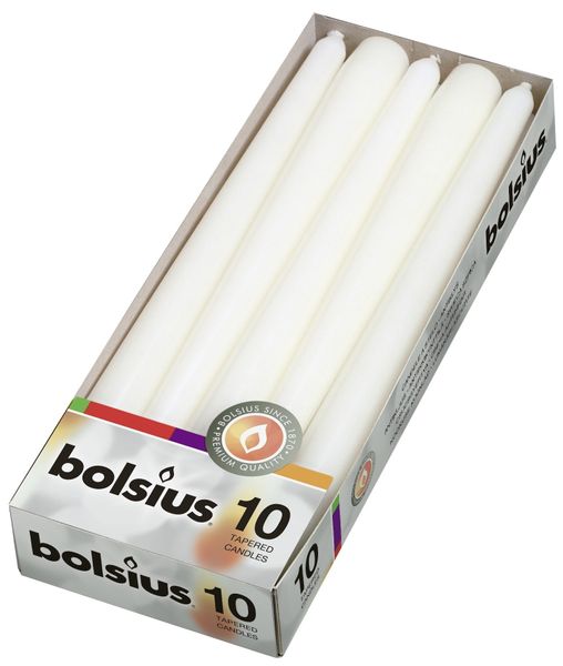 Bolsius Tapered candles pack 10 White