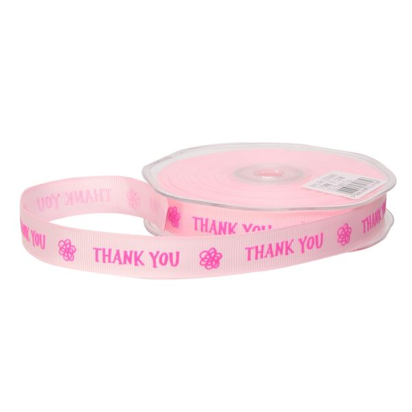 Pink Thank You Occasions Ribbon (15mm x 20m)