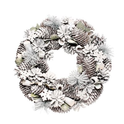 Woodland Frost Wreath w/Snowflakes (30cm)