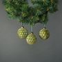 Aine 8cm Glass Velvet Diamond Green Bauble (S/4)