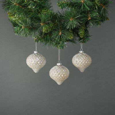 Calista 8cm Glass Onion Bauble White (S/4)