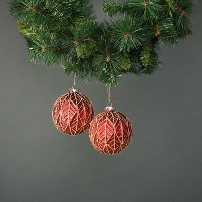 Freya Rose 10cm Glass Bauble Red (S/4)