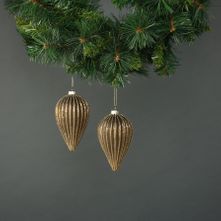 Titania Glass Drop Bauble Gold (S/4)