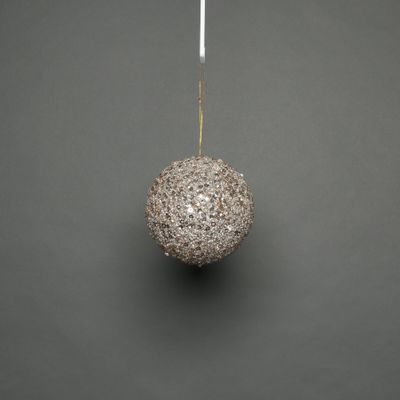 Champagne 8cm glitter bauble 