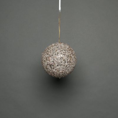 Champagne 10cm glitter bauble 