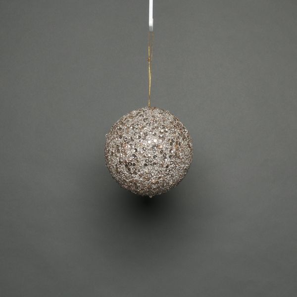 Champagne 10cm glitter bauble 