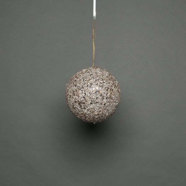 Champagne 10cm glitter bauble 