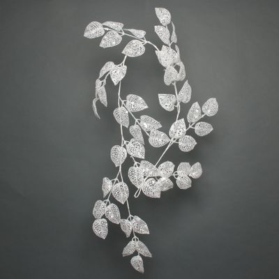 Glitter Leaf garland white 150cm