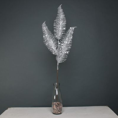 Glitter 3 fern leaf Silver stem 