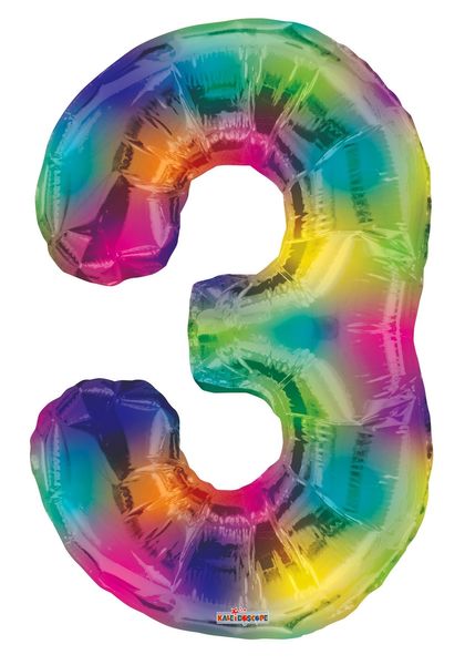 Number Balloon - 3 - Rainbow (34 inch)