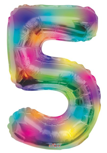 Number Balloon - 5 - Rainbow (34 inch)