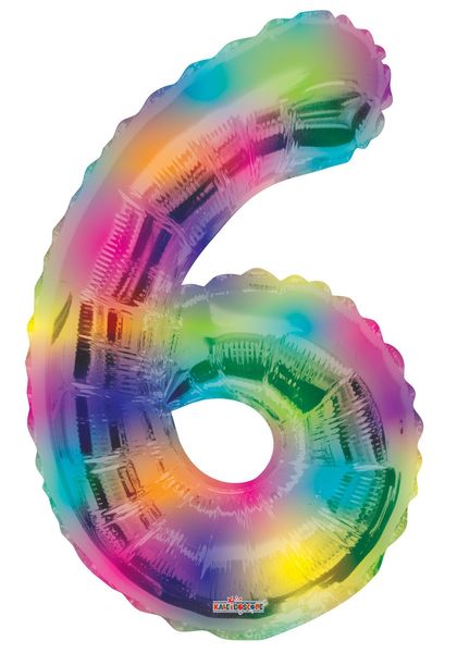 Number Balloon - 6 - Rainbow (34 inch)