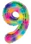 Number Balloon - 9 - Rainbow (34 inch)