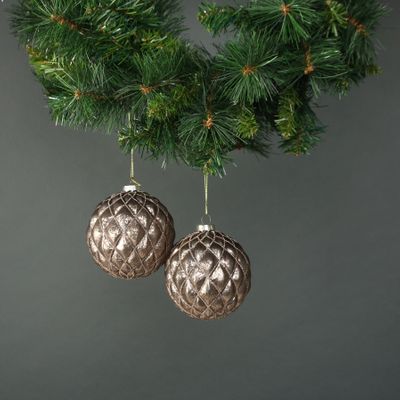 Asteria 10cm Glass Quilted Bauble (S/4)