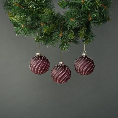 Faye 8cm Glass Bauble Dark Purple (S/4)