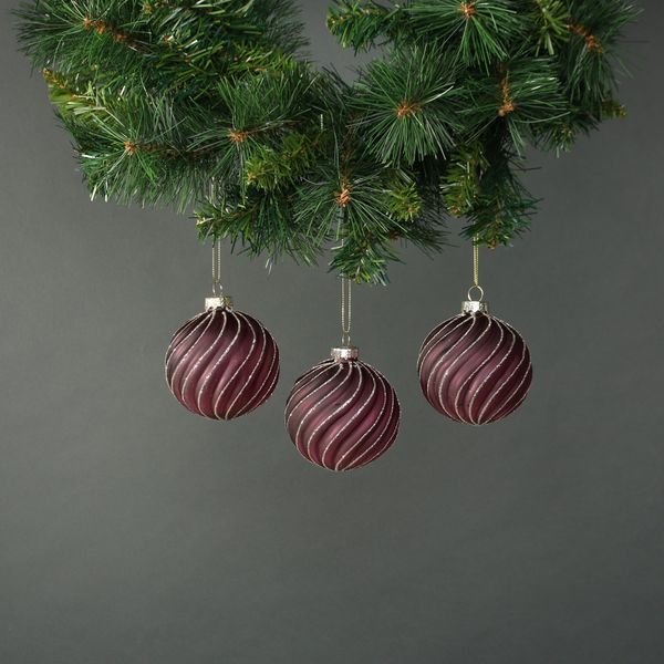 Faye 8cm Glass Bauble Dark Purple (S/4)