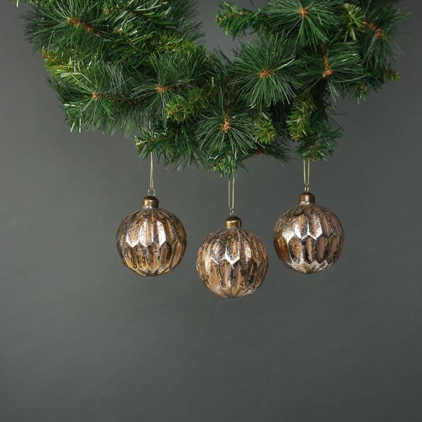 Lorelle 8cm Glass Bauble Gold (S/4)