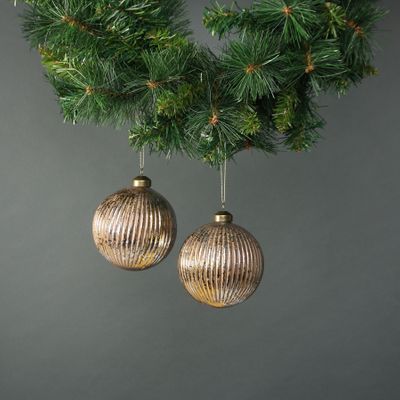 Lorelle 10cm Glass Bauble Copper Gold (S/4)