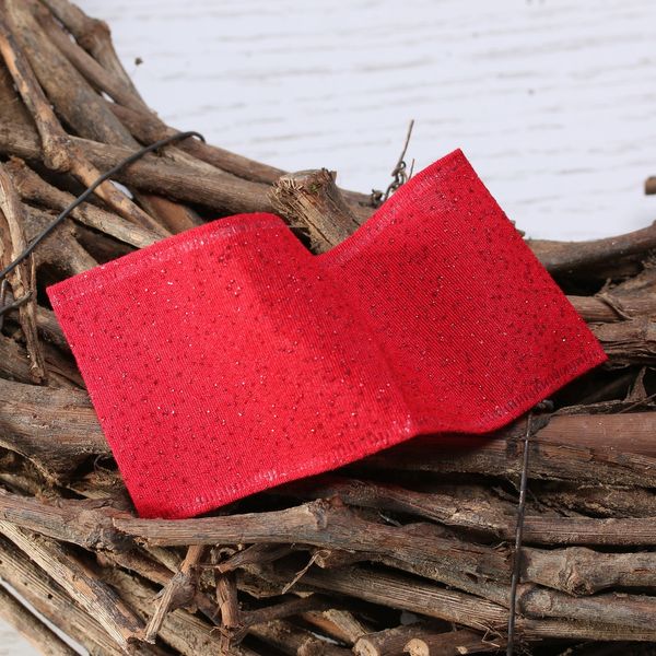 Red sparkle ribbon w/e 63mm x 10yd