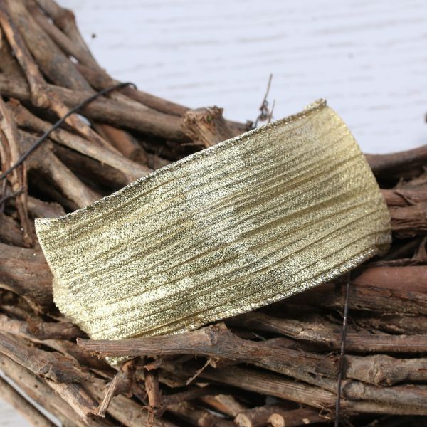 Gold metallic crinkle ribbon w/e 63mm x 10yd
