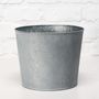 23cm Round Antique Grey Zinc Pot with Whitewash