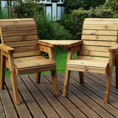 2 Seater Wooden Angled Companion Seat