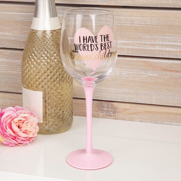 Worlds Best Grandchildren Wine Glass