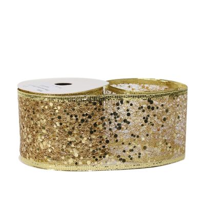 Glitter mesh ribbon 63mm x 10 yards GOLD