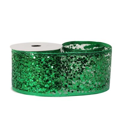 Glitter mesh ribbon 63cm x 10 yards GREEN