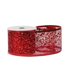 Glitter mesh ribbon 63cm x 10 yards RED