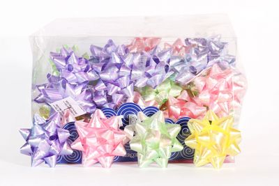 Mini Shiny Embossed Gift Bows (Purple, Pink, Yellow & Green)