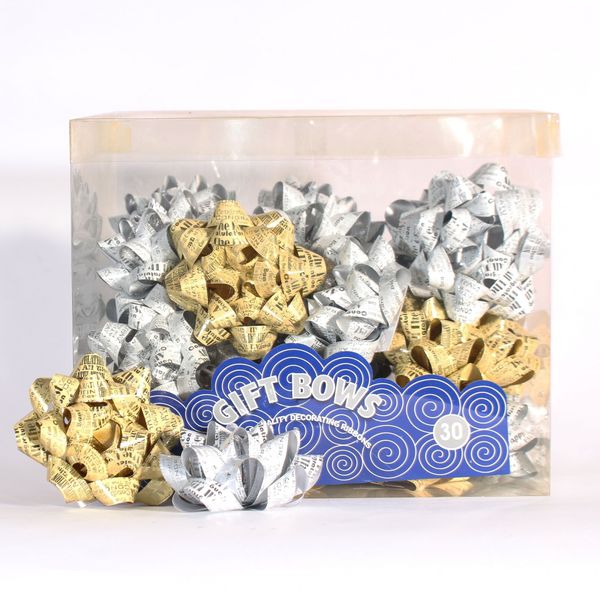 Happy Birthday Silver & Gold Gift Bows (x30)