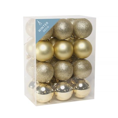 6cm Champagne Shatterproof Baubles (x24)