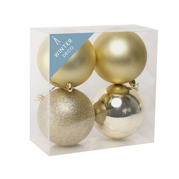 8cm Champagne Shatterproof Baubles (x6)