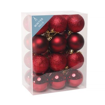 Burgundy Shatterproof Baubles (6cm) (24 pieces)