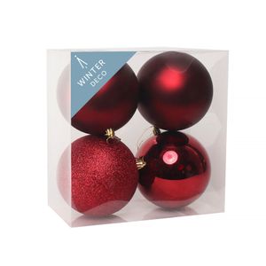 Burgundy Shatterproof Baubles (12cm) (4 pieces)