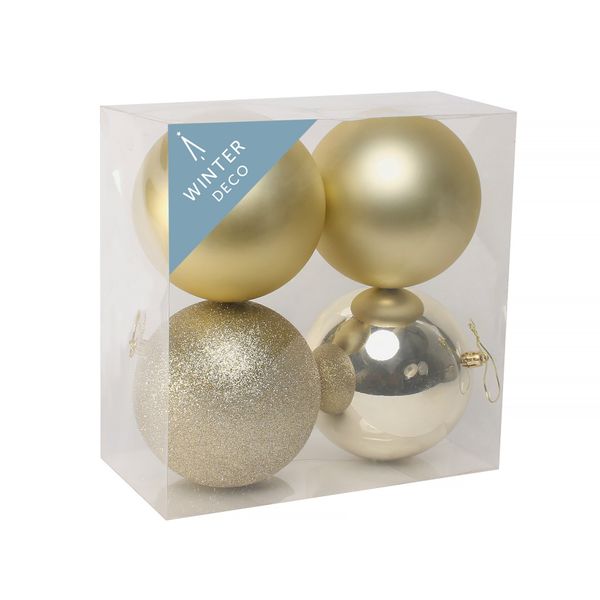 Champagne Shatterproof Baubles (12cm) (4 pieces)