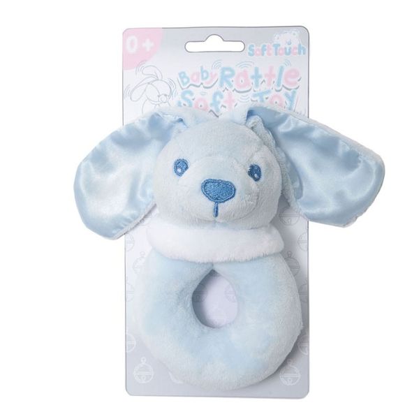 Soft Touch - Blue Bunny Rattle Toy