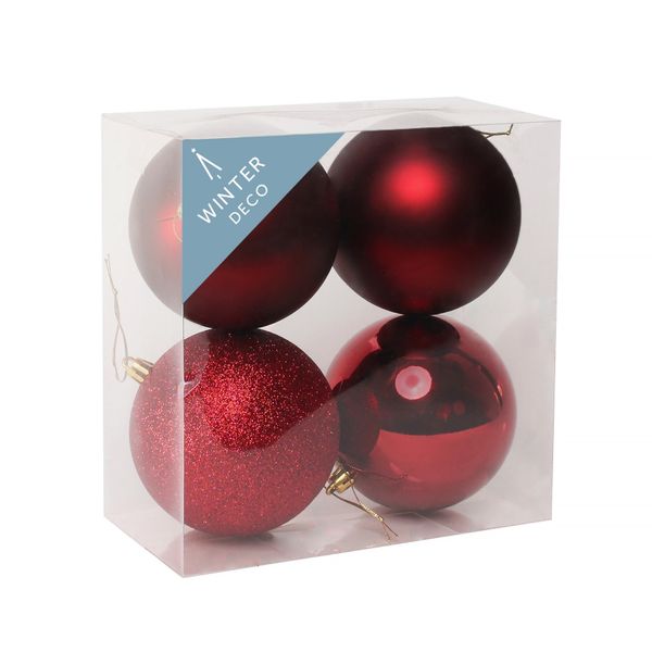 Burgundy Shatterproof Baubles (10cm) (4 pieces)