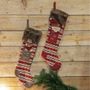 FABRIC SANTA CLAUS & SNOWMAN STOCKING