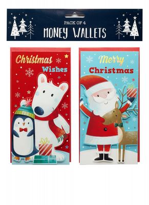 Money Wallets Santa & Friends (4 Pack)
