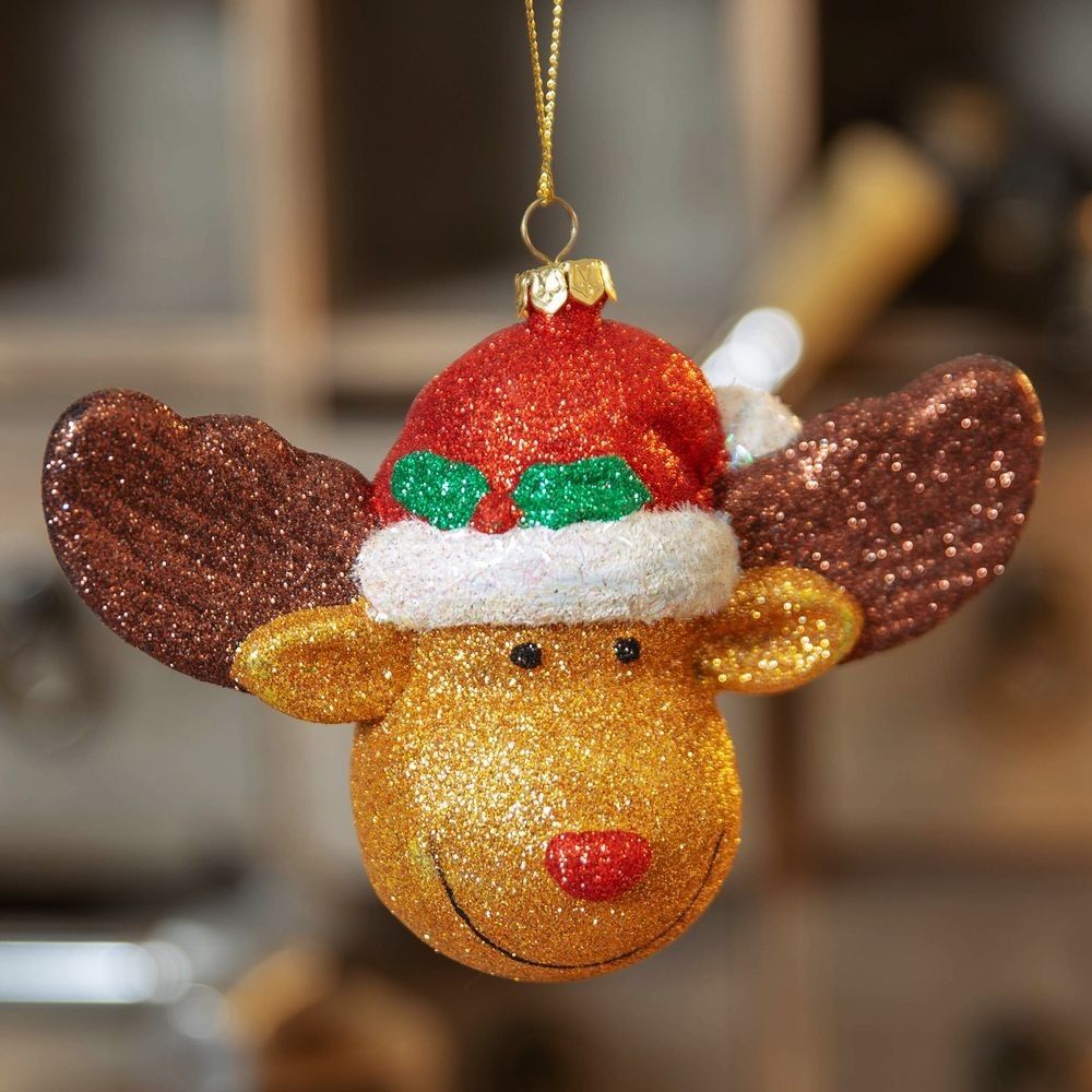 GLITTER RUDOLPH THE REINDEER HANGING DECORATION