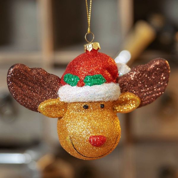 GLITTER RUDOLPH THE REINDEER HANGING DECORATION