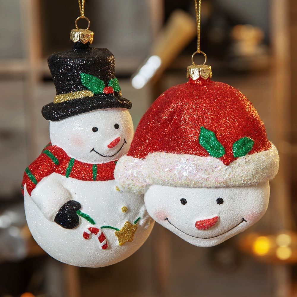 GLITTER SNOWMAN HANGING DECORATIONS