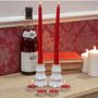 SET OF 6 RED GLITTER TEALIGHT & DINNER CANDLES