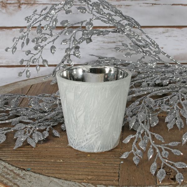 White Frosted Votive Candle Holder (L) Easy Florist Supplies